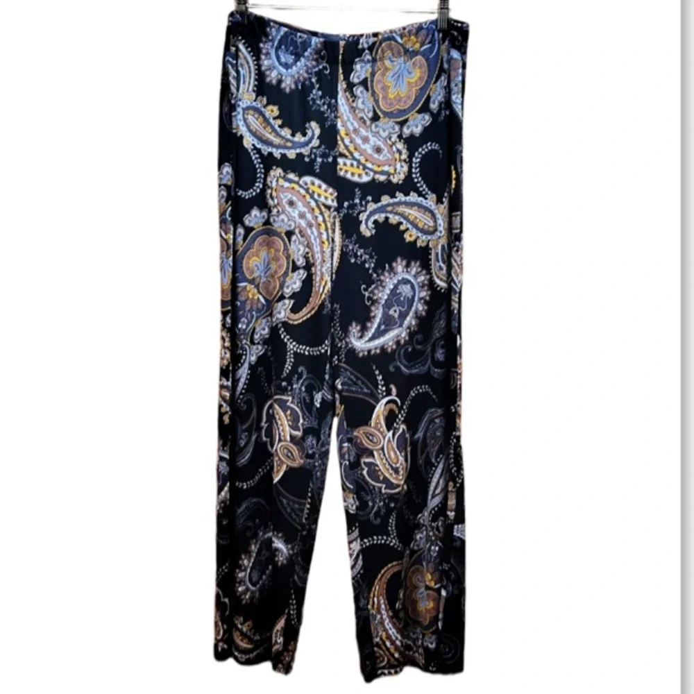 Susan Graver Pants pull-on Paisley, weighty stretchy fabric size large - Picture 6 of 11